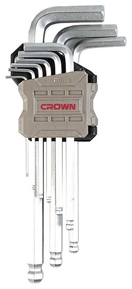 Набір шестигранних ключів з кулею CROWN CPHOK-BMBX09, 9 предметів