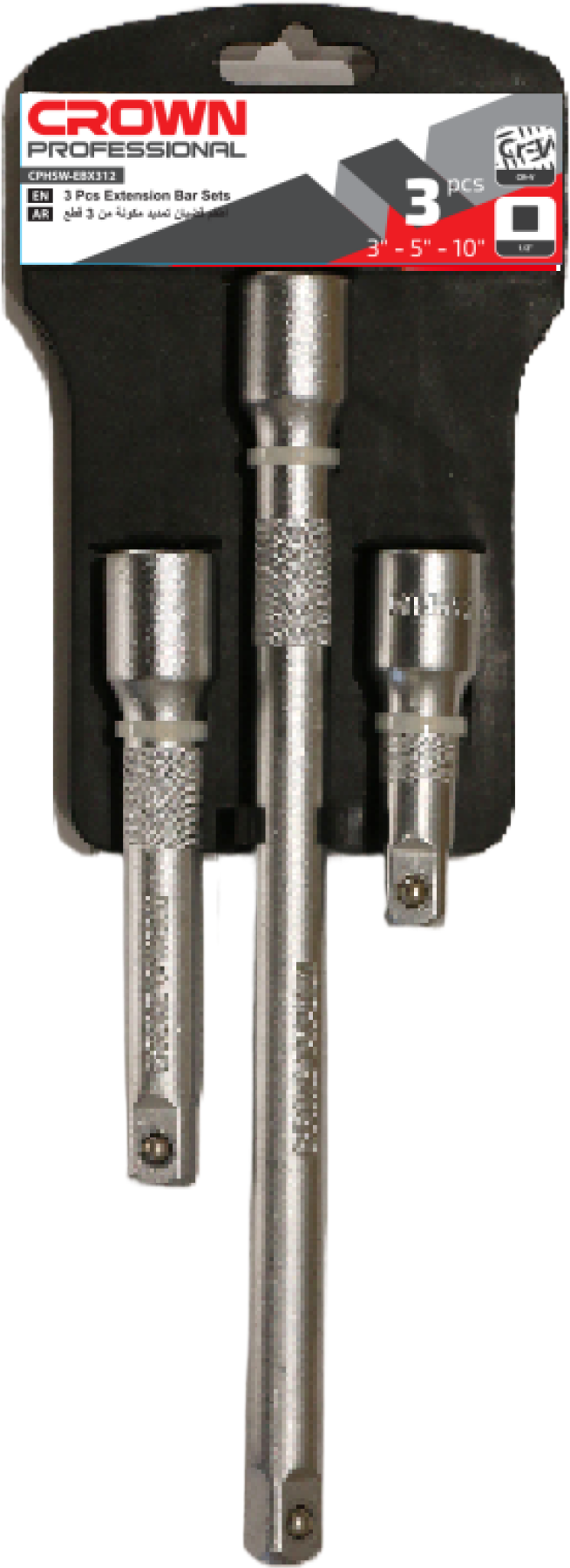 Набір подовжувачів CROWN CPHSW-EBX312, 1/2", 1/2" extension bar Size:3",5",10"