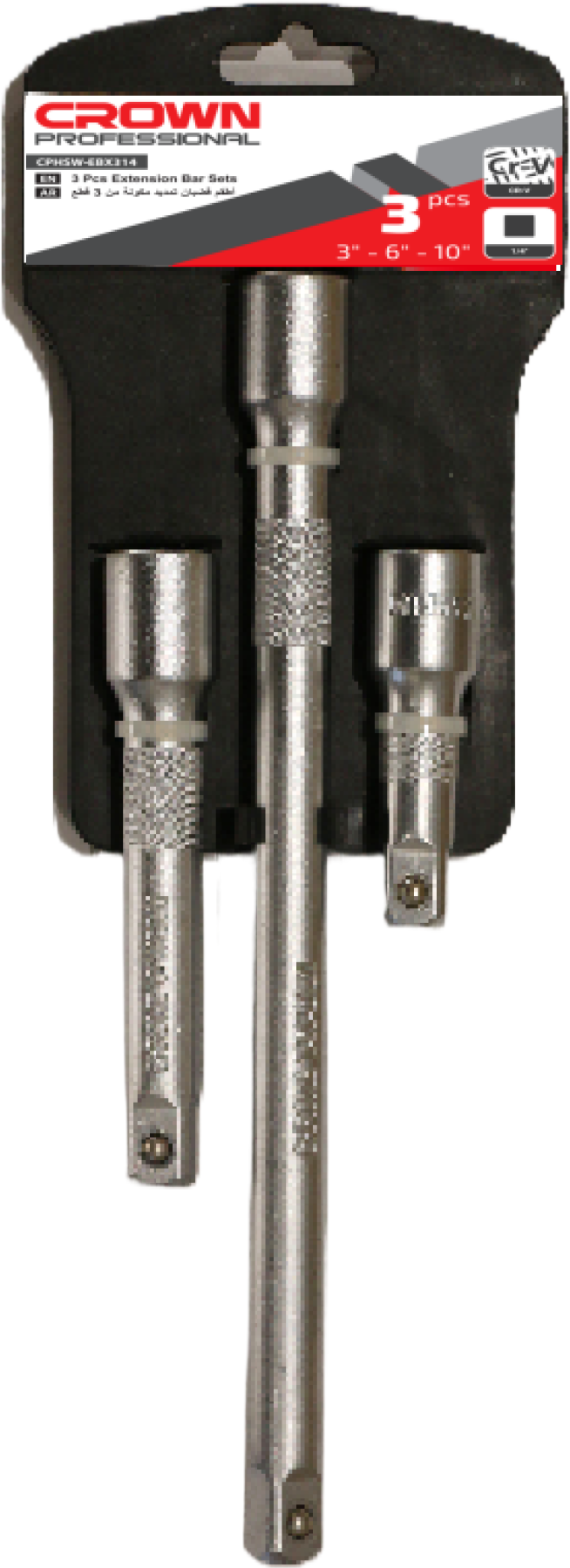 Набір подовжувачів CROWN CPHSW-EBX314, 1/4", 1/4" extension bar Size:3",6",10"