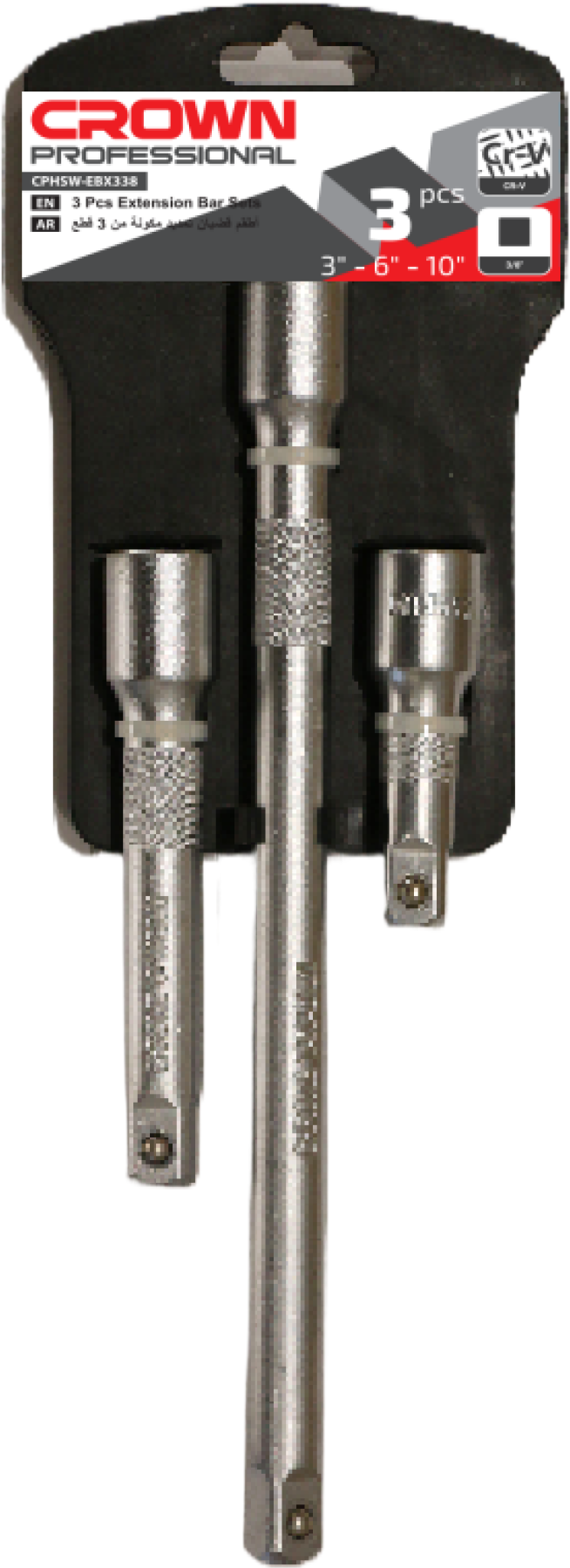 Extension bar set CROWN CPHSW-EBX338, 3/8", 3/8" extension bar Size:3",6",10"