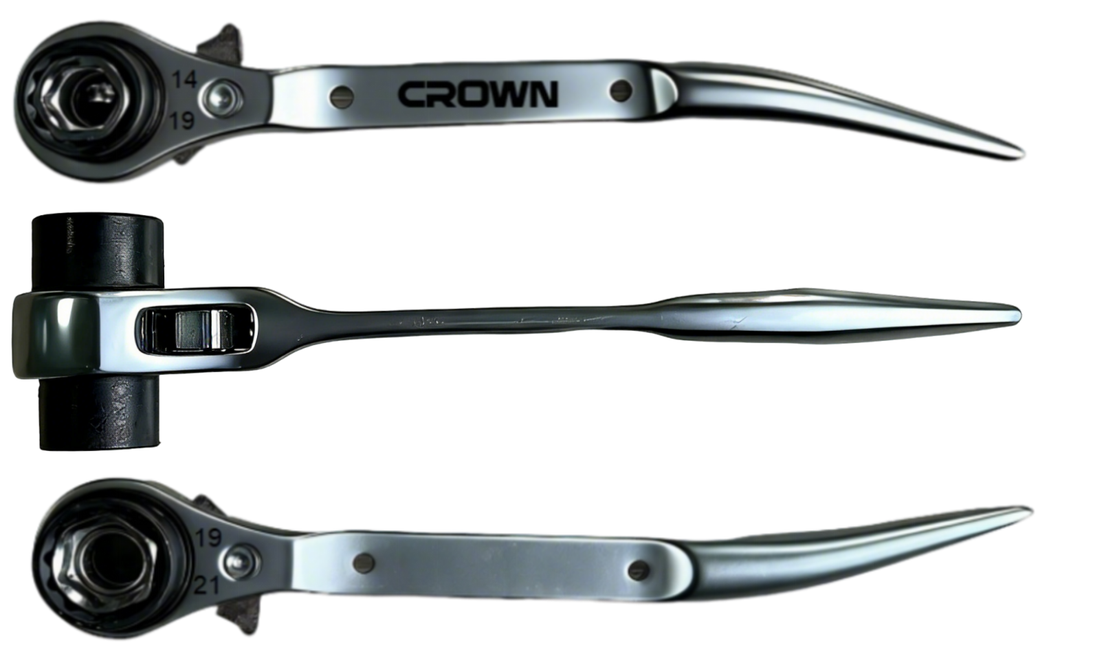 Ключ тріскачковий торцевий 4-в-1 CROWN CPHSW-RM4B, 14-17-19-21mm