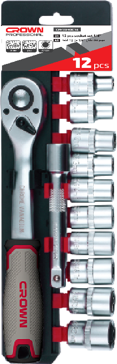 Набір торцевих головок CROWN CPHSW-RXC14, 12 шт, 1/4"