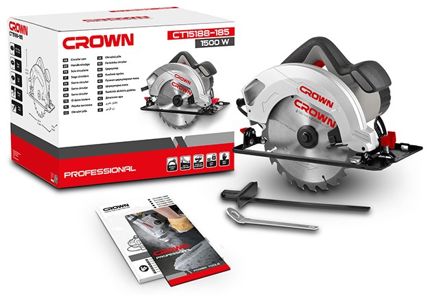 Циркулярна пила CROWN CT15188-190, 1500 Вт, 190 мм
