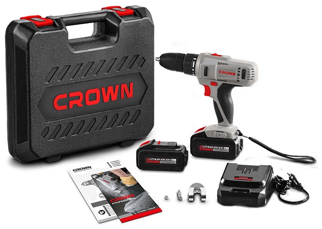 Дрель-шуруповёрт аккумуляторная CROWN CT21074LH-2 BMC, 2 АКБ + зарядное устройство