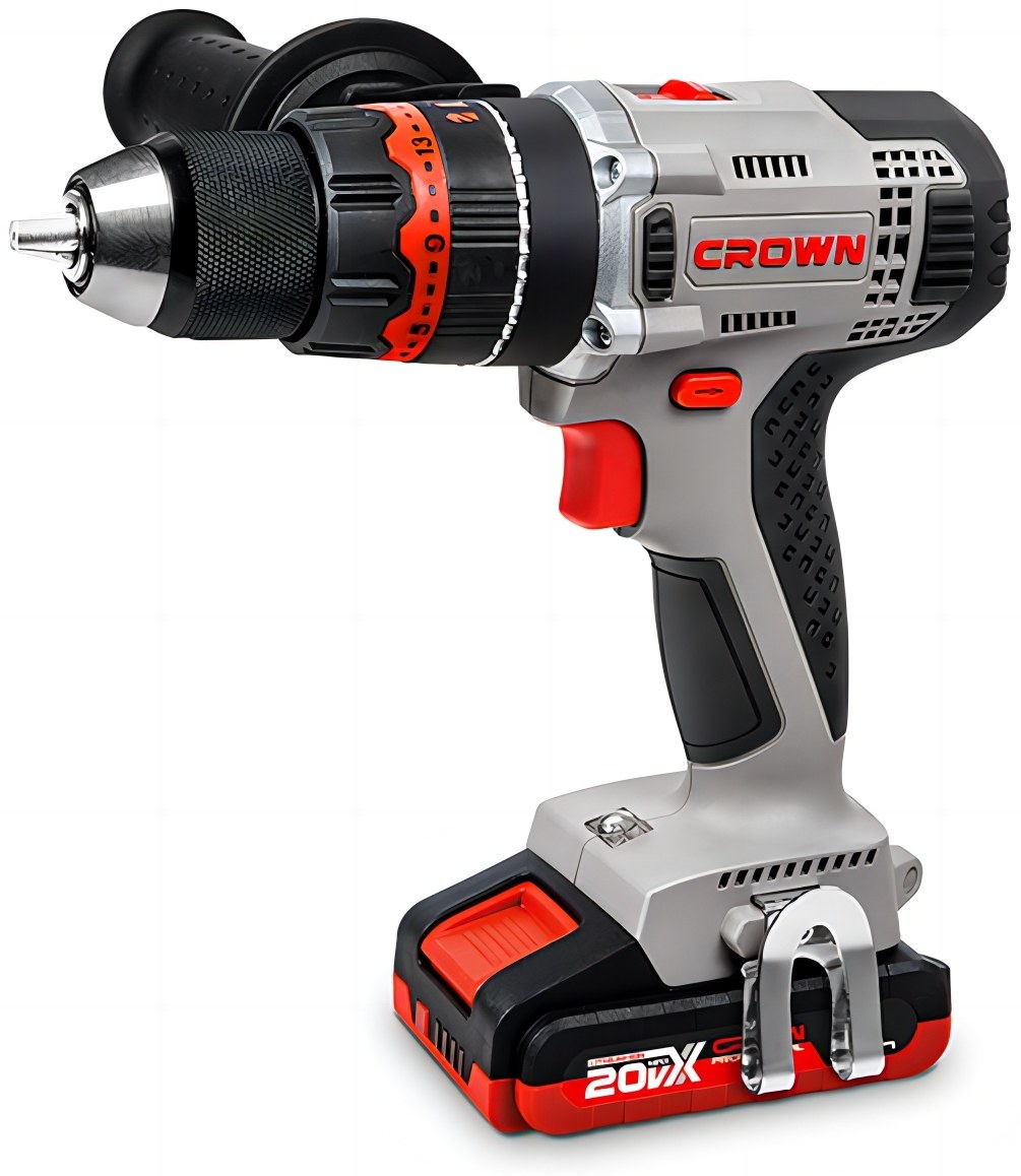 Акумуляторний ударний дриль-шуруповерт CROWN CT21075HMX-4 BMC, 2 акумулятори + зарядний пристрій