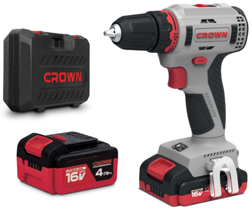 Аккумуляторная бесщёточная дрель-шуруповёрт CROWN CT21092H-2 BMC, 2 аккумуляторы + зарядное устройство