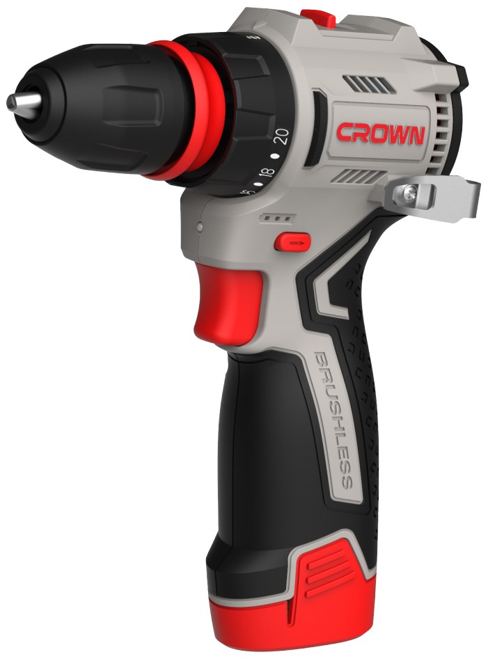 Акумуляторний дриль-шуруповерт зі змінною головкою CROWN CT21129HQX-2 BMC, 12 В, 45 Н·м