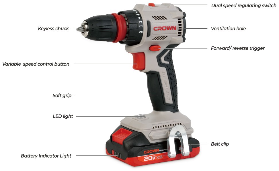 Акумуляторна викрутка CROWN CT21131XQS-2 BMC, 1/4"