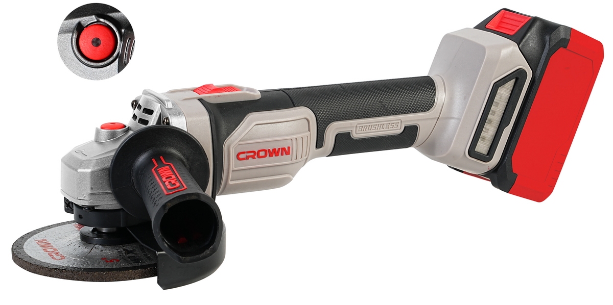 Акумуляторна кутова шліфувальна машина (болгарка) CROWN CT23026-125XS-4 BMC, 20 В, 4.0 А·год, 125 мм