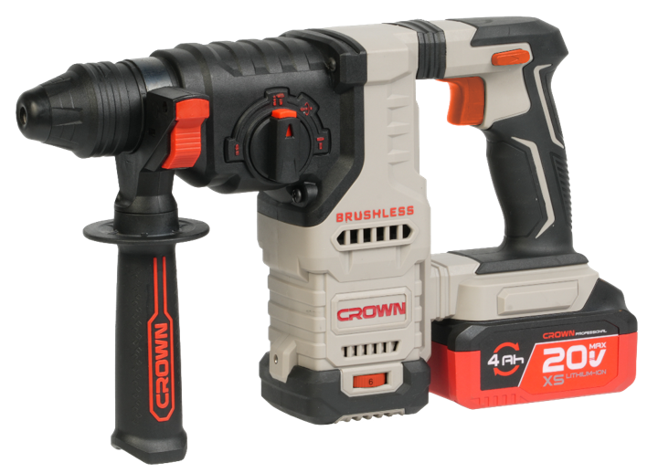 Акумуляторний перфоратор CROWN CT28015XS-4 BMC, 20 В, 26 мм