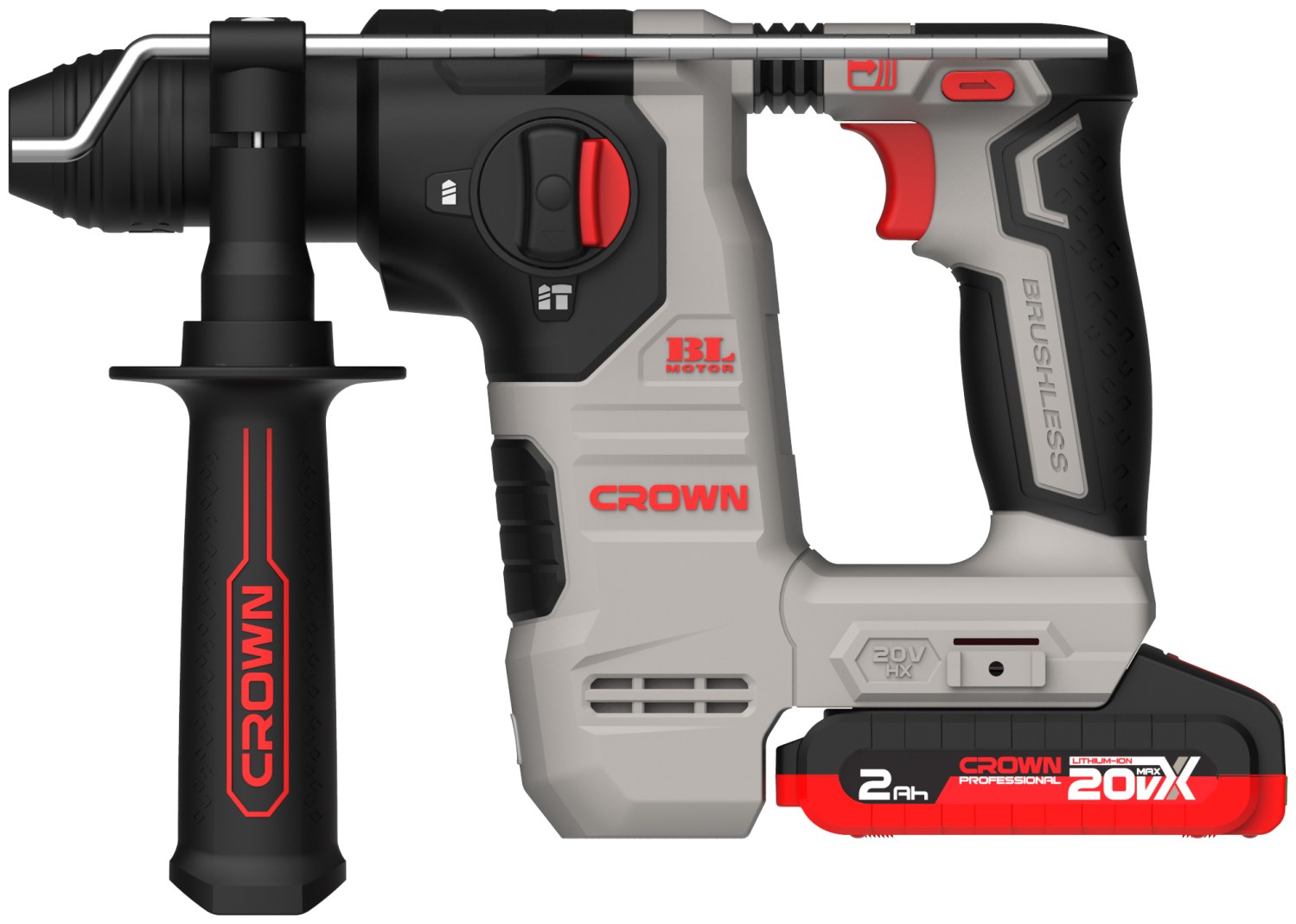 Акумуляторний перфоратор CROWN CT28018HX-2 BMC, 20 В, 2 А·год, 16 мм