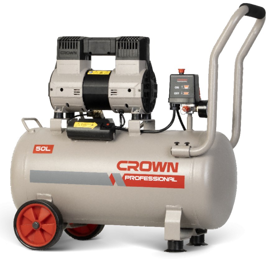 Безмасляний повітряний компресор CROWN CT36151, 1800 Вт, 120 л/хв, бак 50 л