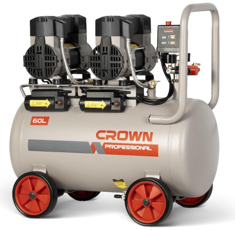 Безмасляний повітряний компресор CROWN CT36152, 2200 Вт, 160 л/хв, бак 70 л