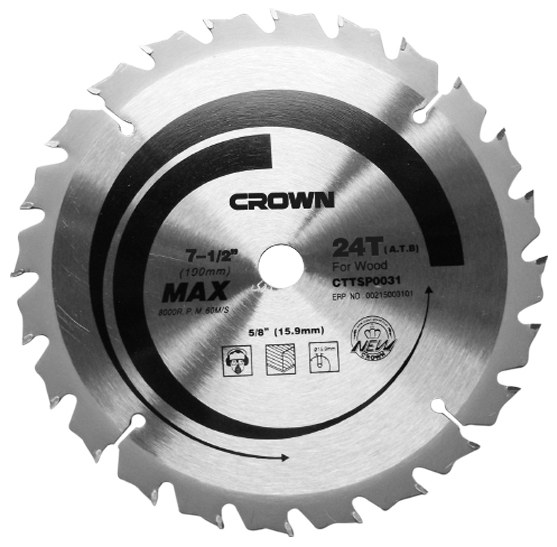 Диск пиляльний по дереву TCT CROWN CTTSP0003, 160 мм, посадка 20 мм, 24 зуби