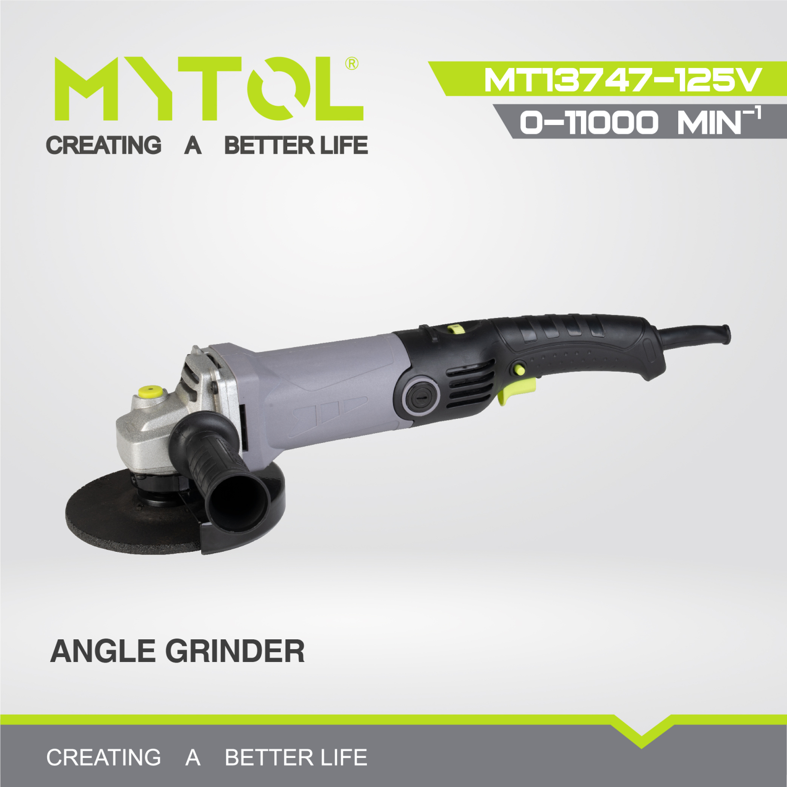 Кутова шліфмашина MYTOL MT13747-125V, 600 Вт, 125 мм