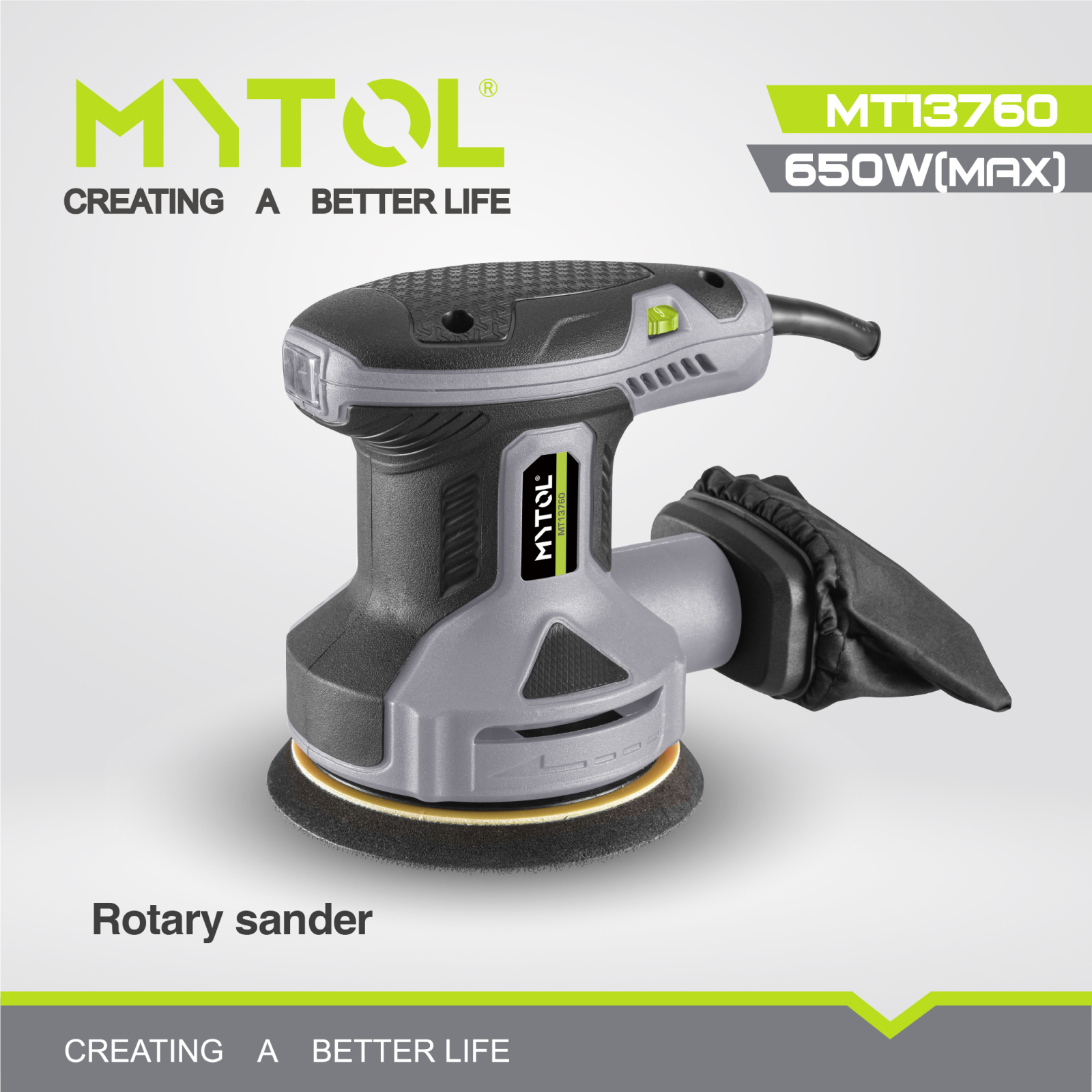 Шлифмашина вибрационная (плоскошлифовальная) MYTOL MT13760, 350 Вт