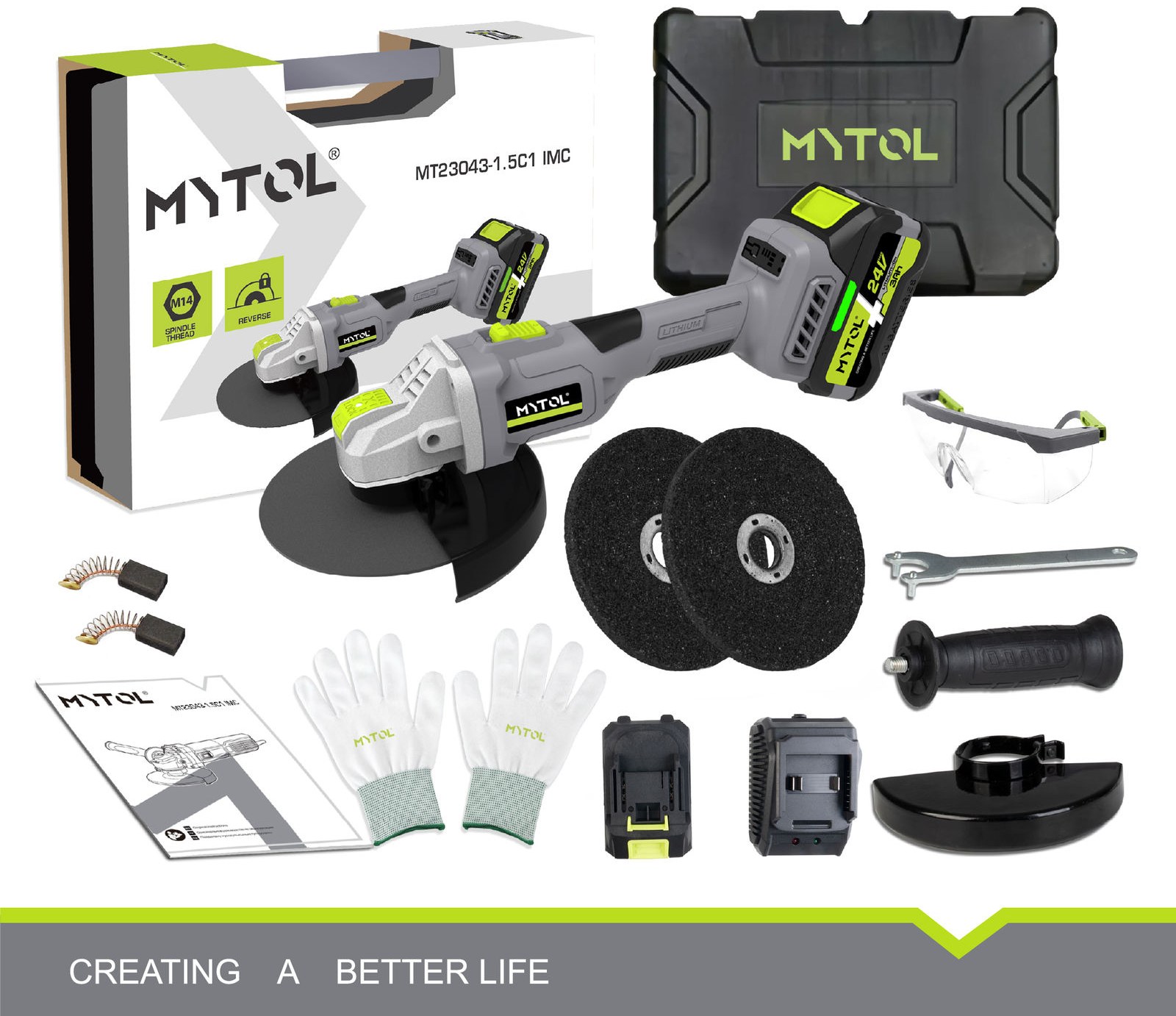 Акумуляторна кутова шліфувальна машина MYTOL MT23043-1.5C1 IMC