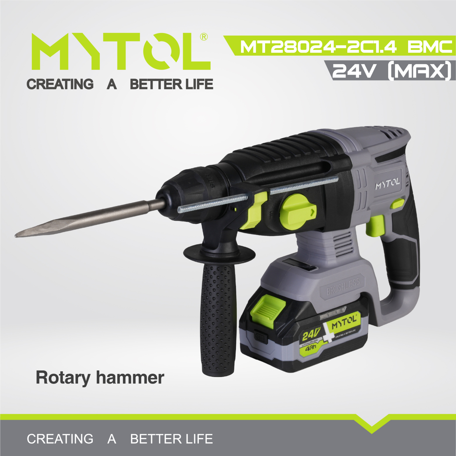 Акумуляторний перфоратор MYTOL MT28024-2C1.4 BMC, 21 В, 1.3 Дж
