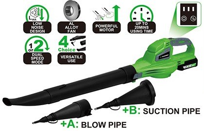 Аккумуляторная воздуходувка TRUEGREEN TG8A523, 20 В, 245 м³/ч